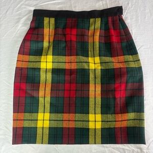 Vintage Escada Plaid Wool Mini Skirt